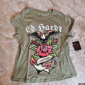 Ed Hardy Green Graphic T-Shirt